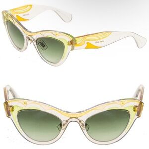 Miu Miu SMU 07P Swirl Sunglasses Transparent Green Yellow MU07PS